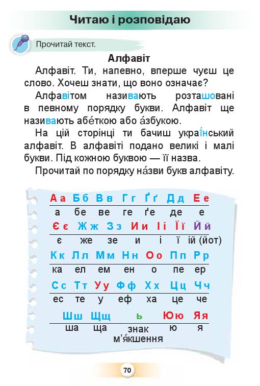Українська мова. Буквар 1 клас К. І. Пономарьова 2018